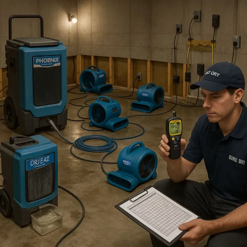 Structural Drying and Dehumidification process in New Hartford Center, CT